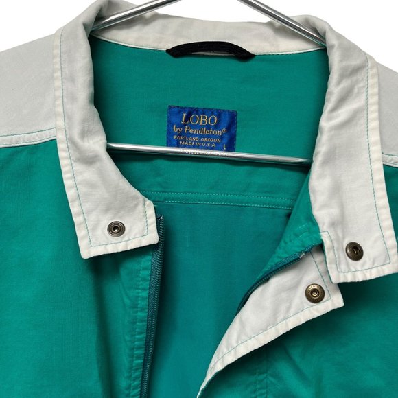 Vintage SIZE L Pendleton Lobo Unlined Green Retro Windbreaker Jacket - Picture 2 of 9